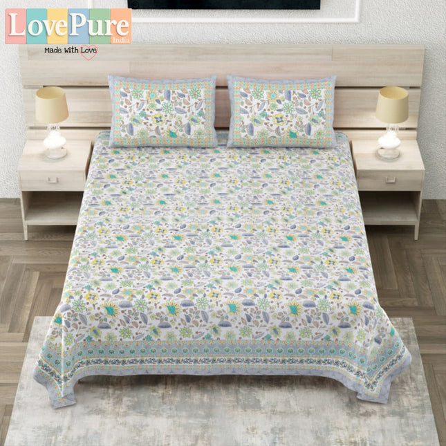 COTTON BEAUTY 300TC ULTRASOFT 100% PURE ORGANIC COTTON KING SIZE BEDSHEET WITH 2 PILLOW COVERS