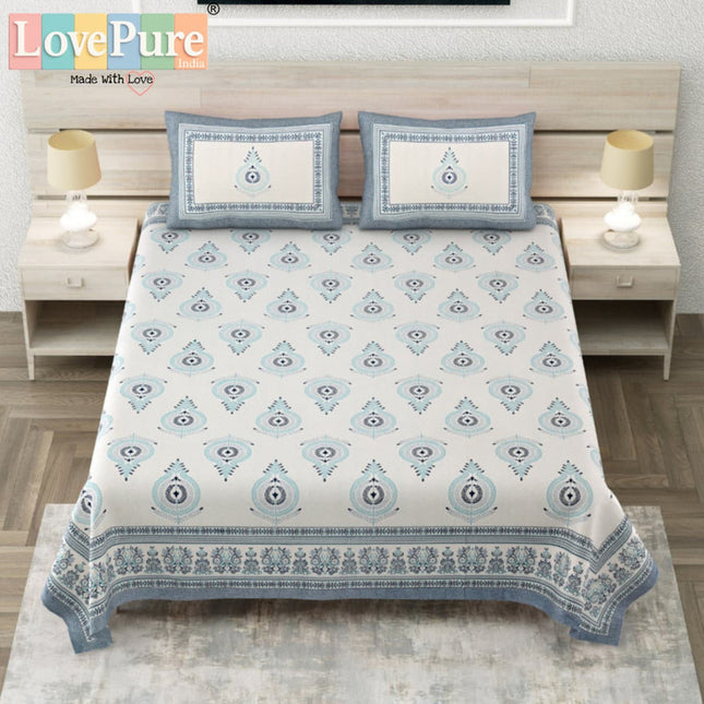 COTTON BEAUTY 300TC ULTRASOFT 100% PURE ORGANIC COTTON KING SIZE BEDSHEET WITH 2 PILLOW COVERS