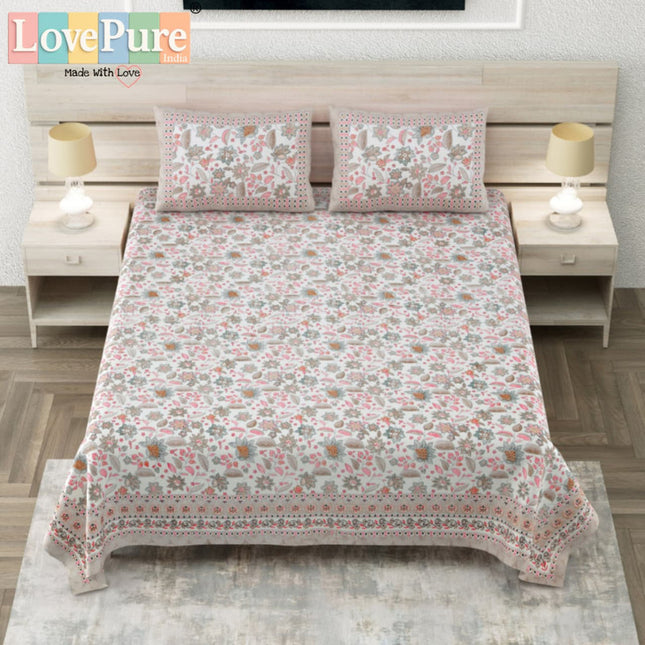 COTTON BEAUTY 300TC ULTRASOFT 100% PURE ORGANIC COTTON KING SIZE BEDSHEET WITH 2 PILLOW COVERS