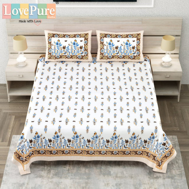 COTTON BEAUTY 300TC ULTRASOFT 100% PURE ORGANIC COTTON KING SIZE BEDSHEET WITH 2 PILLOW COVERS