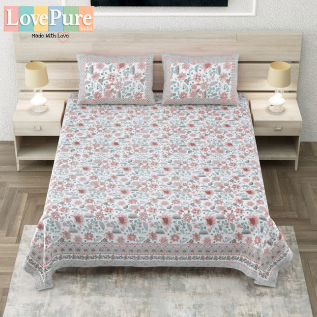 COTTON BEAUTY 300TC ULTRASOFT 100% PURE ORGANIC COTTON KING SIZE BEDSHEET WITH 2 PILLOW COVERS