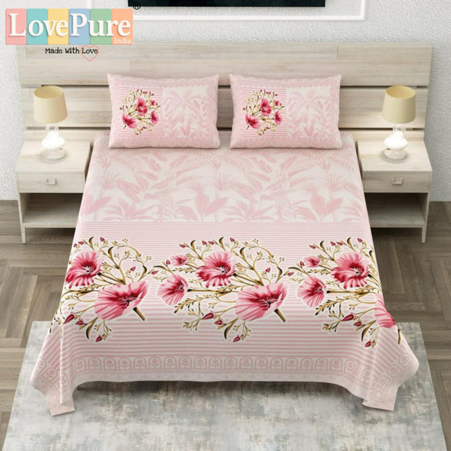 COTTON BEAUTY 300TC ULTRASOFT 100% PURE ORGANIC COTTON KING SIZE BEDSHEET WITH 2 PILLOW COVERS