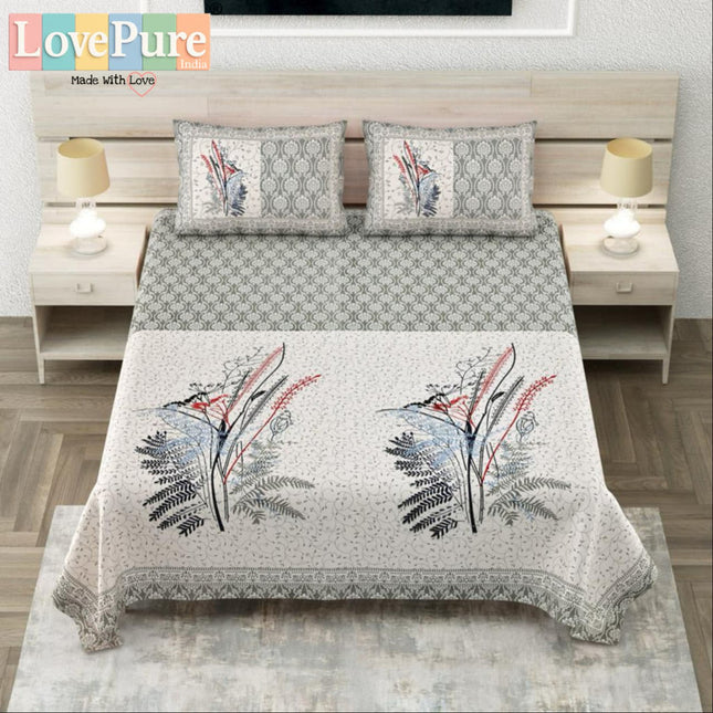 COTTON BEAUTY 300TC ULTRASOFT 100% PURE ORGANIC COTTON KING SIZE BEDSHEET WITH 2 PILLOW COVERS