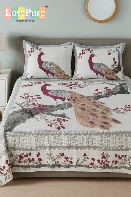 COTTON BEAUTY 300TC ULTRASOFT 100% PURE ORGANIC COTTON KING SIZE BEDSHEET WITH 2 PILLOW COVERS