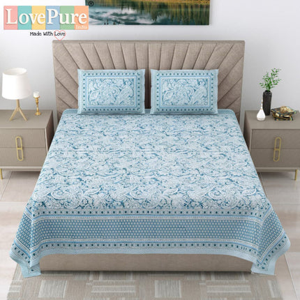 Samraat King 100% organic cotton Block Print Bedsheet Set (1+2) WITH 2 PILLOW COVERS (RAJGHARAANE KI PASAND)