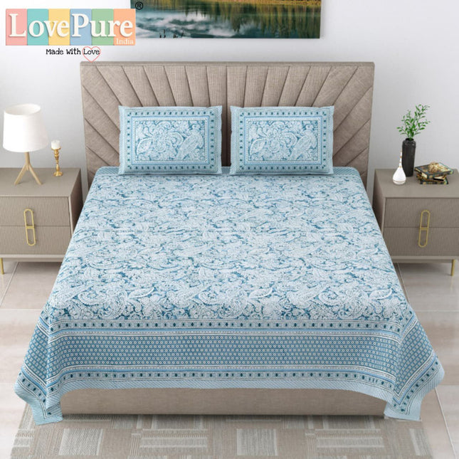 Samraat King 100% organic cotton Block Print Bedsheet Set (1+2) WITH 2 PILLOW COVERS (RAJGHARAANE KI PASAND)