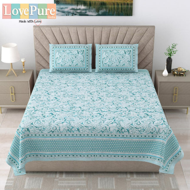 Samraat King 100% organic cotton Block Print Bedsheet Set (1+2) WITH 2 PILLOW COVERS (RAJGHARAANE KI PASAND)