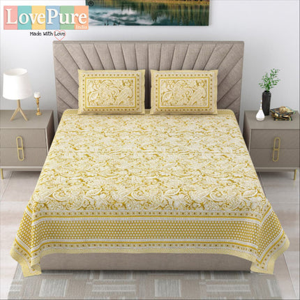 Samraat King 100% organic cotton Block Print Bedsheet Set (1+2) WITH 2 PILLOW COVERS (RAJGHARAANE KI PASAND)