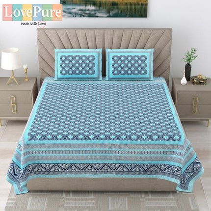 Samraat King 100% organic cotton Block Print Bedsheet Set (1+2) WITH 2 PILLOW COVERS (RAJGHARAANE KI PASAND)