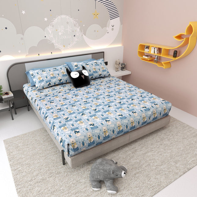 JOY 300TC 100% PURE COTTON PREMIUM KING (100*108) BEDSHEET (1+2)