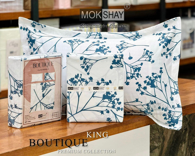 BOUTIQUE PREMIUM HEAVY COTTON KING SIZE BEDSHEET WITH 2 PILLOW COVERS