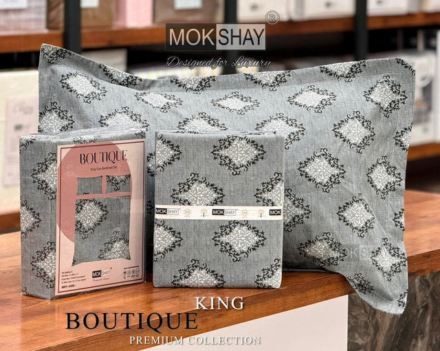 BOUTIQUE PREMIUM HEAVY COTTON KING SIZE BEDSHEET WITH 2 PILLOW COVERS