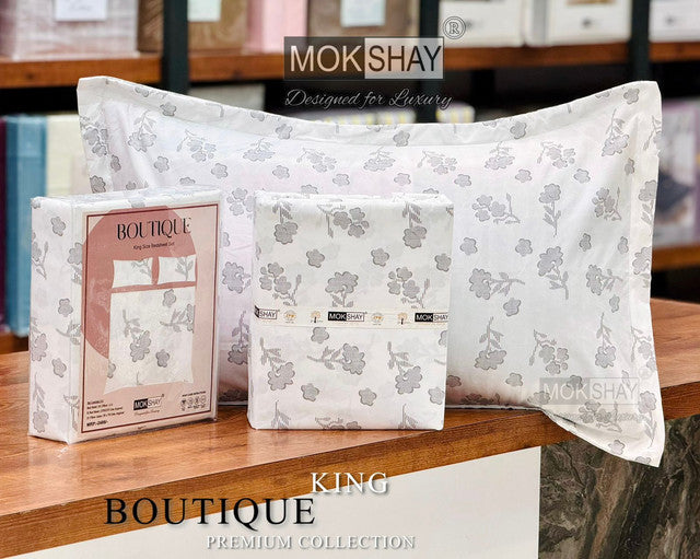 BOUTIQUE PREMIUM HEAVY COTTON KING SIZE BEDSHEET WITH 2 PILLOW COVERS