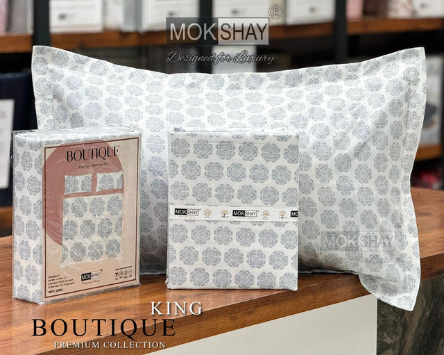 BOUTIQUE PREMIUM HEAVY COTTON KING SIZE BEDSHEET WITH 2 PILLOW COVERS