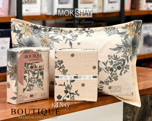BOUTIQUE PREMIUM HEAVY COTTON KING SIZE BEDSHEET WITH 2 PILLOW COVERS