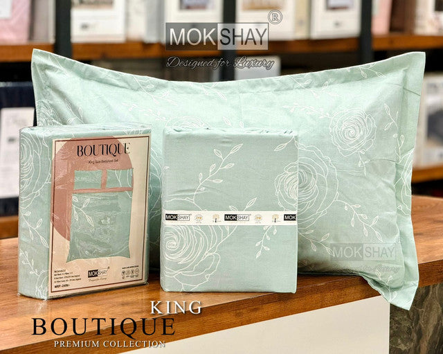 BOUTIQUE PREMIUM HEAVY COTTON KING SIZE BEDSHEET WITH 2 PILLOW COVERS