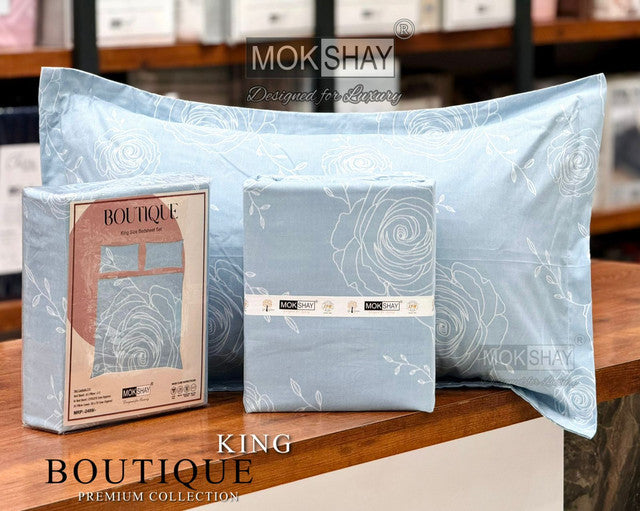 BOUTIQUE PREMIUM HEAVY COTTON KING SIZE BEDSHEET WITH 2 PILLOW COVERS