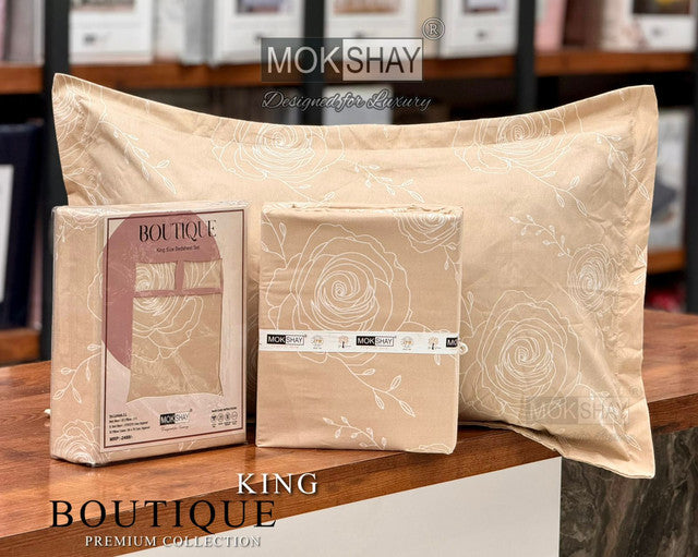 BOUTIQUE PREMIUM HEAVY COTTON KING SIZE BEDSHEET WITH 2 PILLOW COVERS