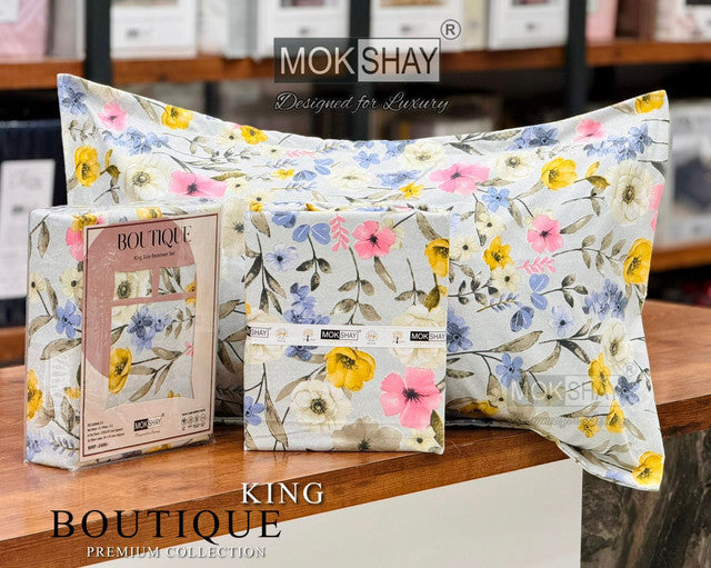 BOUTIQUE PREMIUM HEAVY COTTON KING SIZE BEDSHEET WITH 2 PILLOW COVERS