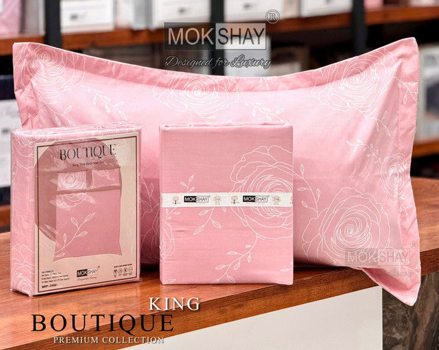 BOUTIQUE PREMIUM HEAVY COTTON KING SIZE BEDSHEET WITH 2 PILLOW COVERS