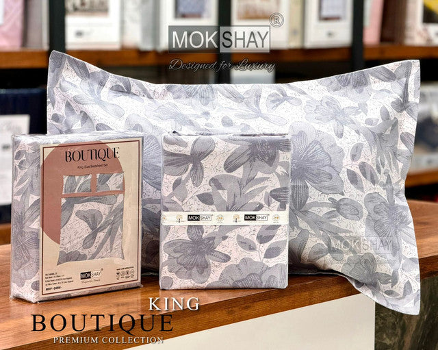 BOUTIQUE PREMIUM HEAVY COTTON KING SIZE BEDSHEET WITH 2 PILLOW COVERS