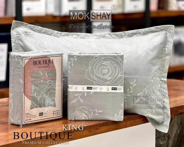 BOUTIQUE PREMIUM HEAVY COTTON KING SIZE BEDSHEET WITH 2 PILLOW COVERS