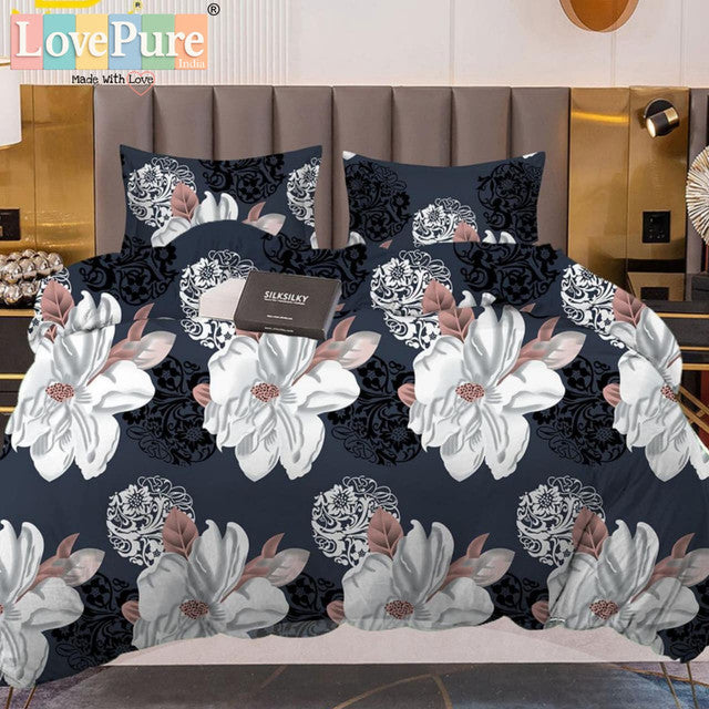 PREMIUM WINTER KING SIZE BEDSHEET SET (90×100 INCHES) WITH 2 PILLOW COVERS (ZIP CLOSURE) WITH GIFT BAG