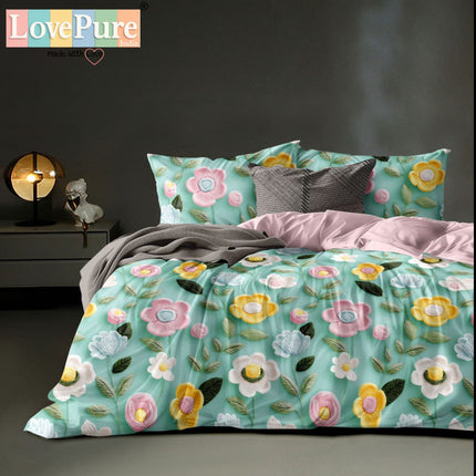 ROSELIA LUXE DOUBLE PREMIUM 90*100 BEDSHEET SET(1+2) WITH 2 PILLOW COVERS