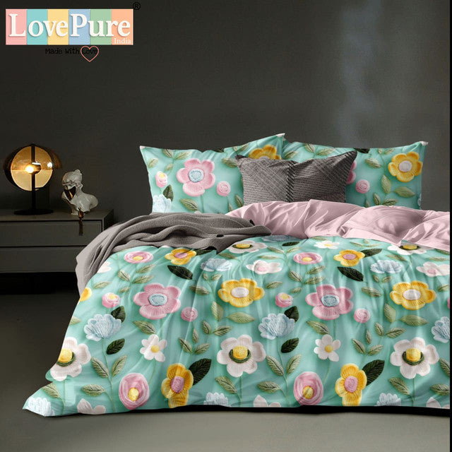 ROSELIA LUXE DOUBLE PREMIUM 90*100 BEDSHEET SET(1+2) WITH 2 PILLOW COVERS