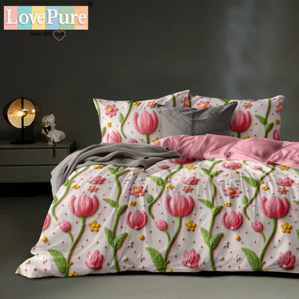 ROSELIA LUXE KING 3PCS FITTED (DURABLE ELASTIC) BEDSHEET SET WITH 2 KINGSIZE PILLOW COVERS (1+2)(FITS UPTO 10 INCHES MATTRESS)