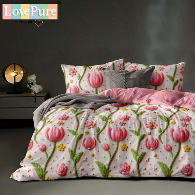 ROSELIA LUXE KING 3PCS FITTED (DURABLE ELASTIC) BEDSHEET SET WITH 2 KINGSIZE PILLOW COVERS (1+2)(FITS UPTO 10 INCHES MATTRESS)