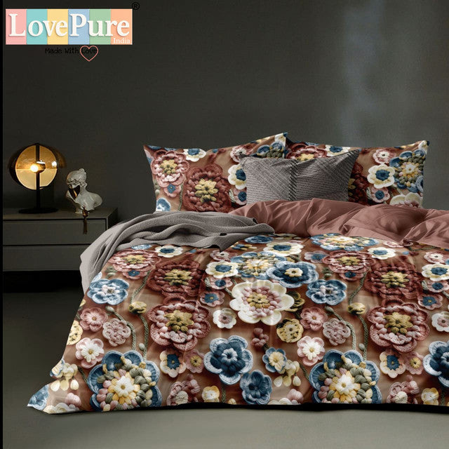 ROSELIA LUXE KING 3PCS FITTED (DURABLE ELASTIC) BEDSHEET SET WITH 2 KINGSIZE PILLOW COVERS (1+2)(FITS UPTO 10 INCHES MATTRESS)