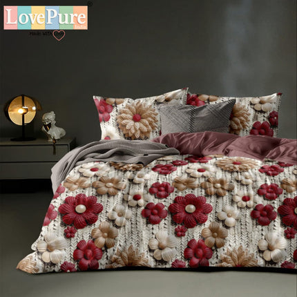 ROSELIA LUXE KING 3PCS FITTED (DURABLE ELASTIC) BEDSHEET SET WITH 2 KINGSIZE PILLOW COVERS (1+2)(FITS UPTO 10 INCHES MATTRESS)