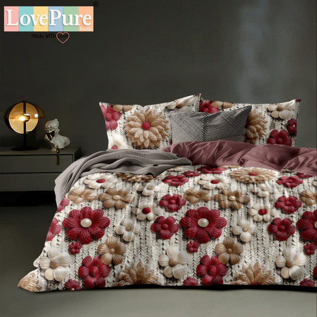 ROSELIA LUXE KING 3PCS FITTED (DURABLE ELASTIC) BEDSHEET SET WITH 2 KINGSIZE PILLOW COVERS (1+2)(FITS UPTO 10 INCHES MATTRESS)