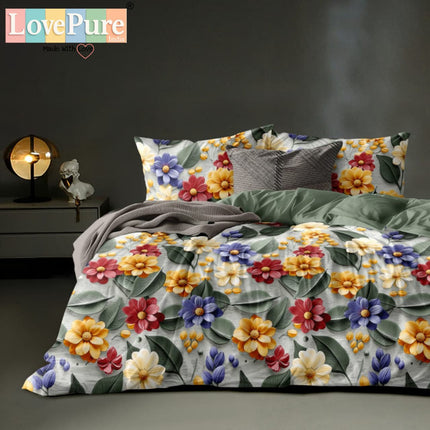 ROSELIA LUXE KING 3PCS FITTED (DURABLE ELASTIC) BEDSHEET SET WITH 2 KINGSIZE PILLOW COVERS (1+2)(FITS UPTO 10 INCHES MATTRESS)