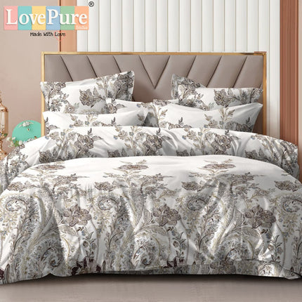 MERINO GOLD KING 3PCS FITTED (DURABLE ELASTIC) BEDSHEET SET WITH 2 KINGSIZE PILLOW COVERS (1+2)(FITS UPTO 8 INCHES MATTRESS)