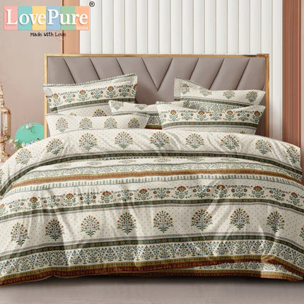 MERINO GOLD KING 3PCS FITTED (DURABLE ELASTIC) BEDSHEET SET WITH 2 KINGSIZE PILLOW COVERS (1+2)(FITS UPTO 8 INCHES MATTRESS)