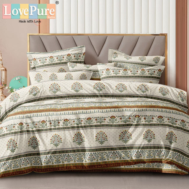 MERINO GOLD KING 3PCS FITTED (DURABLE ELASTIC) BEDSHEET SET WITH 2 KINGSIZE PILLOW COVERS (1+2)(FITS UPTO 8 INCHES MATTRESS)