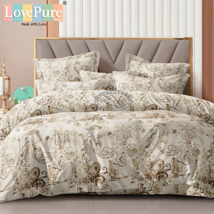 MERINO GOLD KING 3PCS FITTED (DURABLE ELASTIC) BEDSHEET SET WITH 2 KINGSIZE PILLOW COVERS (1+2)(FITS UPTO 8 INCHES MATTRESS)