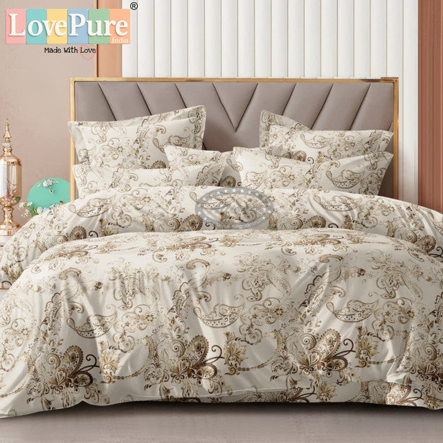 MERINO GOLD KING 3PCS FITTED (DURABLE ELASTIC) BEDSHEET SET WITH 2 KINGSIZE PILLOW COVERS (1+2)(FITS UPTO 8 INCHES MATTRESS)