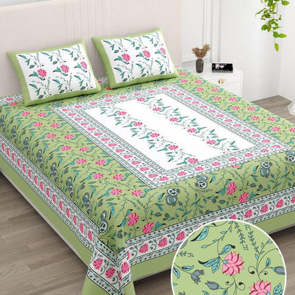 AANGAN 100% HEAVY PURE COTTON KING SIZE BEDSHEET WITH 2 PILLOW COVERS