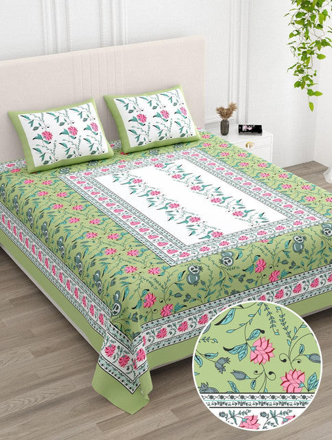 AANGAN 100% HEAVY PURE COTTON KING SIZE BEDSHEET WITH 2 PILLOW COVERS