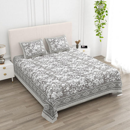 AANGAN 100% HEAVY PURE COTTON KING SIZE BEDSHEET WITH 2 PILLOW COVERS