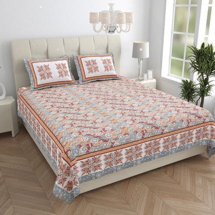 AANGAN 100% HEAVY PURE COTTON KING SIZE BEDSHEET WITH 2 PILLOW COVERS