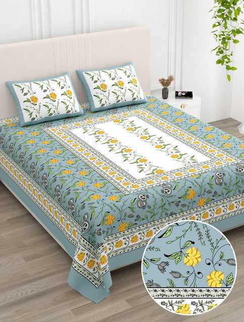 AANGAN 100% HEAVY PURE COTTON KING SIZE BEDSHEET WITH 2 PILLOW COVERS