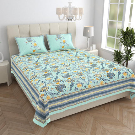 AANGAN 300TC PURE COTTON KING SIZE BEDSHEET WITH 2 PILLOW COVERS