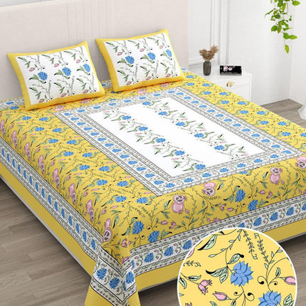 AANGAN 100% HEAVY PURE COTTON KING SIZE BEDSHEET WITH 2 PILLOW COVERS