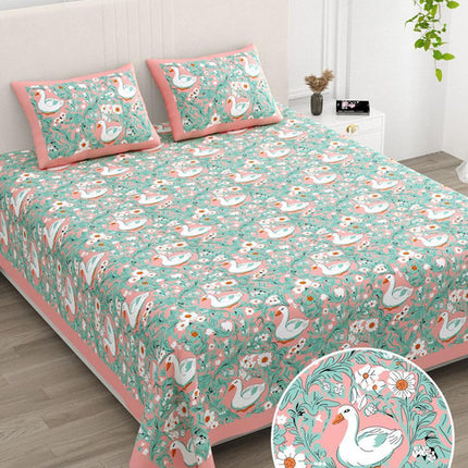 AANGAN 100% HEAVY PURE COTTON KING SIZE BEDSHEET WITH 2 PILLOW COVERS