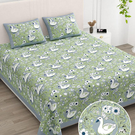 AANGAN 100% HEAVY PURE COTTON KING SIZE BEDSHEET WITH 2 PILLOW COVERS