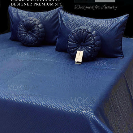TEMPTATION 
EMBOSSED PREMIUM HANDMADE DESIGNER 5PC DOUBLEBED CUSHION BEDDING SET WITH 2 EMBOSSED CUSHIONS & EMBOSSED PILLOW COVERS (FREE PREMIUM BAG)(1+2+2)